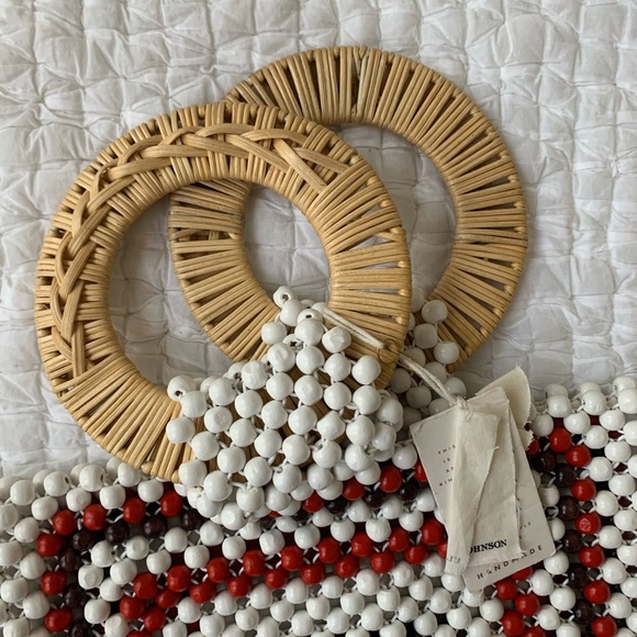 CSD Ulla Johnson Kenya Mini Beaded and Wicker Tote - Picture 6 of 7